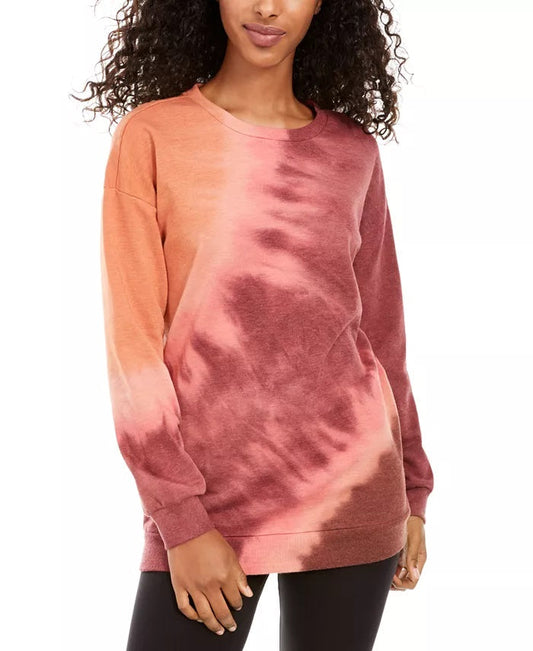 Ultra Flirt Juniors' Tie-Dye Tunic Sweatshirt Dark Purple Size Small