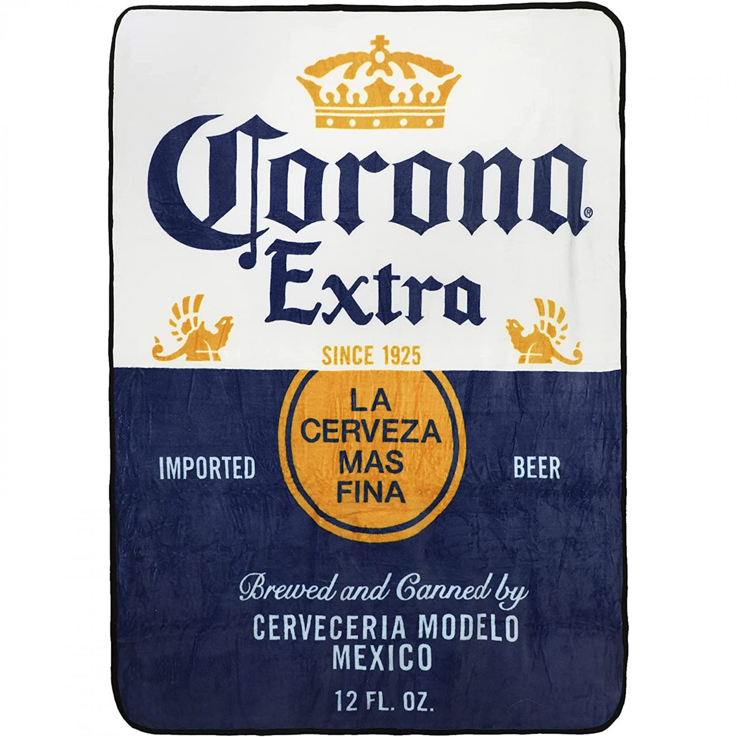 title:Corona Extra Bottle Label Fleece 48" x 60" Throw Blanket;color:Multi-Color