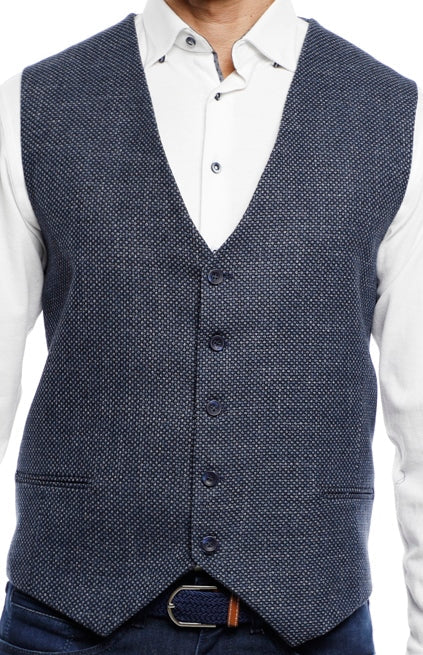 Navy Sharkskin Vest