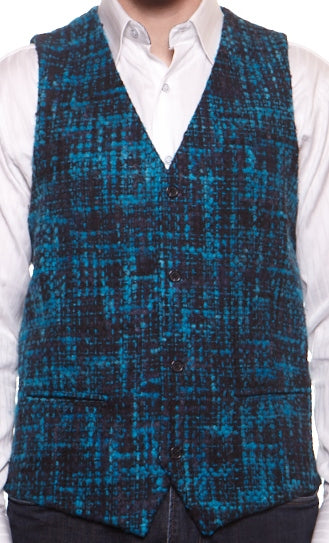 Navy and Aqua Woven Vest