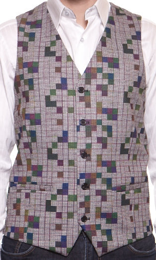 Black and white Vest with Multi Color Box Design