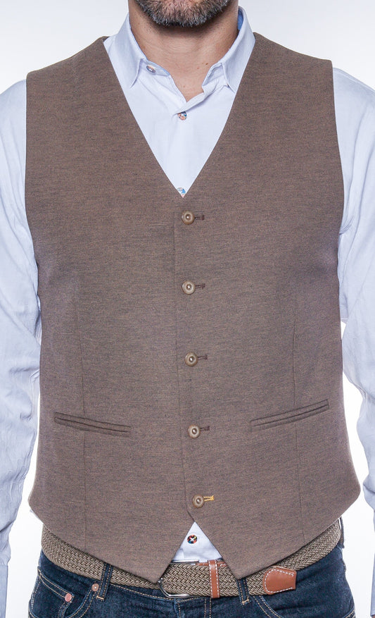 Solid Beige Knit Vest