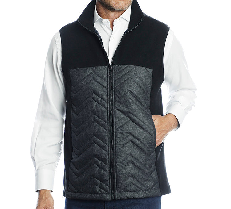 Black Half Quilted Vest