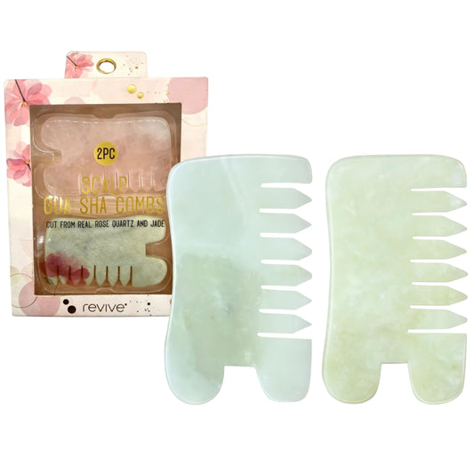 title:VYSN Revive 2 Piece Jade & rose Quartz Gua Sha Combs;color:Multi