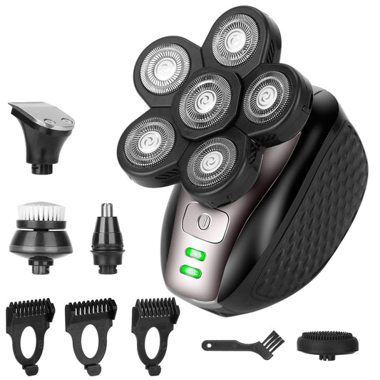 title:VYSN 5 In 1 Electric Razor For Bald Men Rechargeable Cordless Head Beard Trimmer Shaver Kit IPX6 Waterproof Dry Wet Grooming Kit with 3 Combs;color:Black