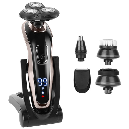 title:VYSN 5 In 1 Electric Razor Shaver Rechargeable Cordless Head Beard Trimmer Shaver Kit IPX6 Waterproof Dry Wet Grooming Kit;color:Black