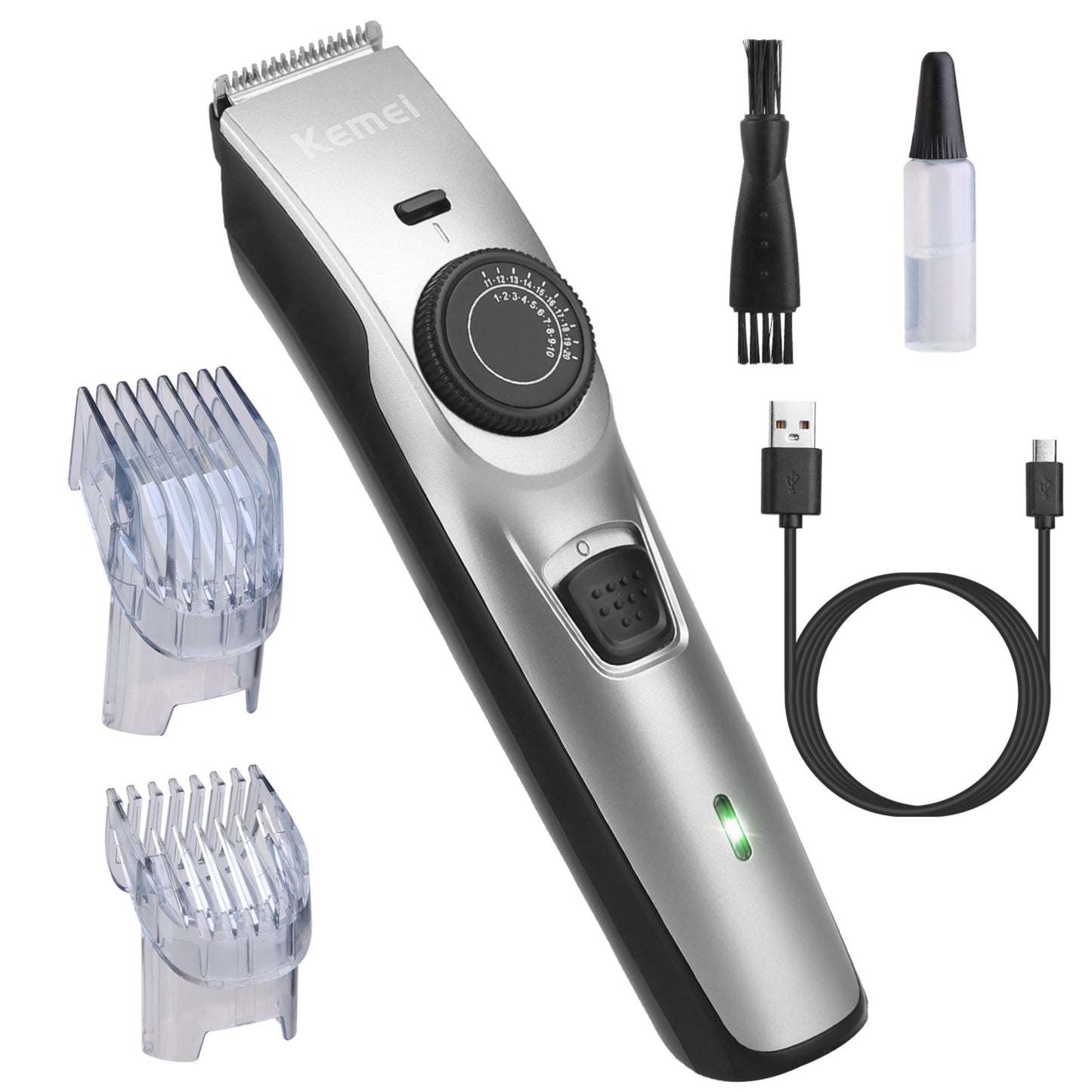 title:VYSN Cordless Beard Trimmer USB Rechargeable Beard Grooming Kit Electric Razor Hair Shaver Clipper with Precision Dial;color:Silver