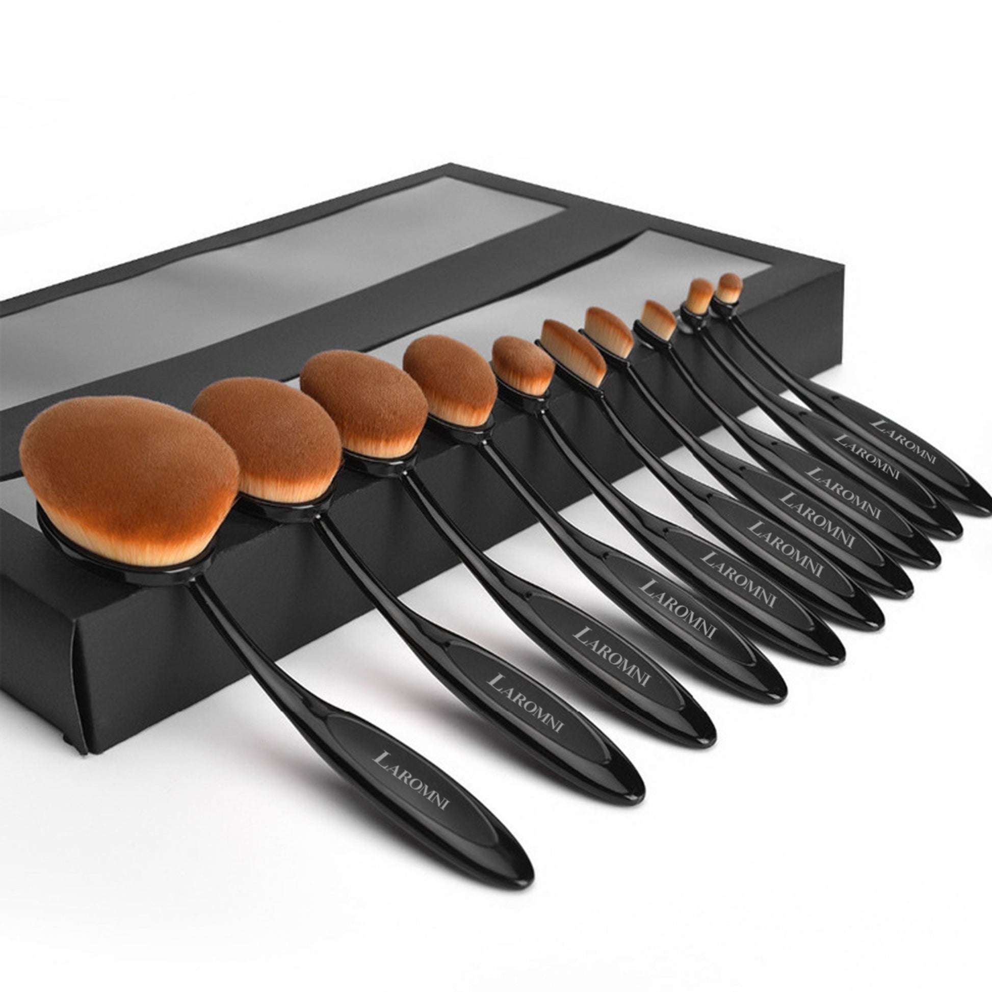 title:VYSN 10-PCS Oval-Shaped Makeup Brush Set;color:Black