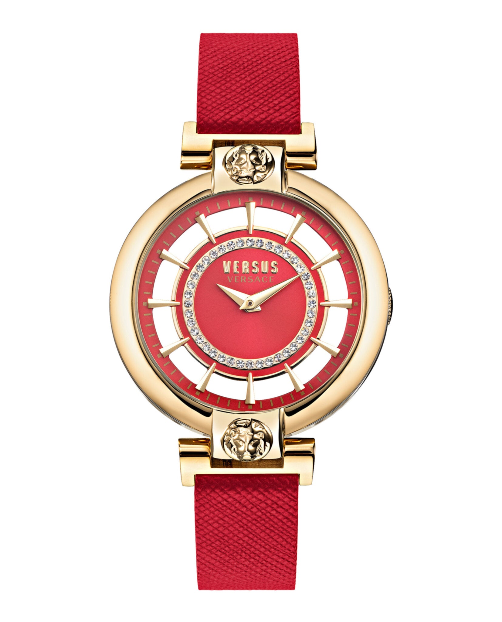 title:Silver Lake Crystal Watch;color:Red