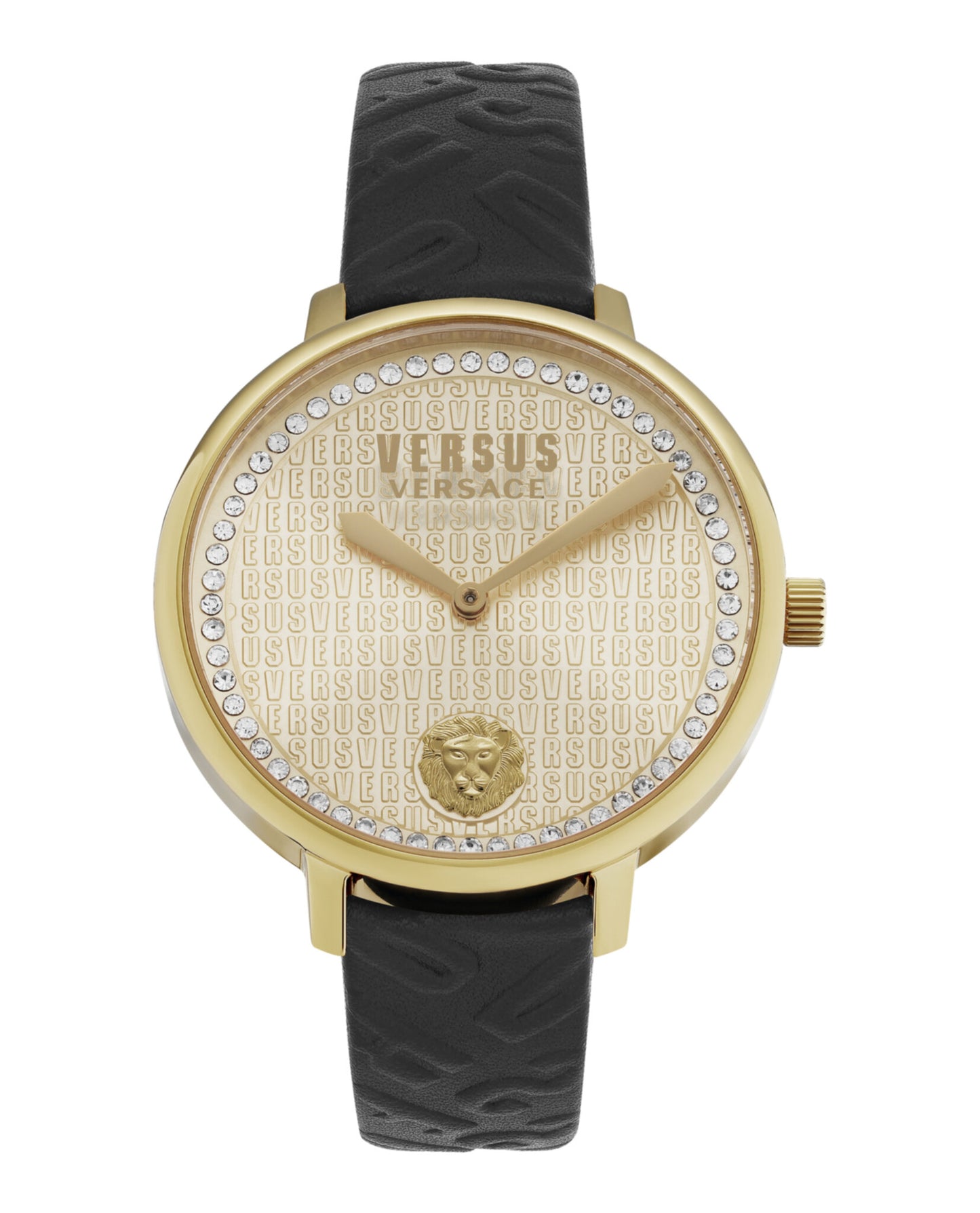 title:La Villette Crystal Leather Watch;color:Gold