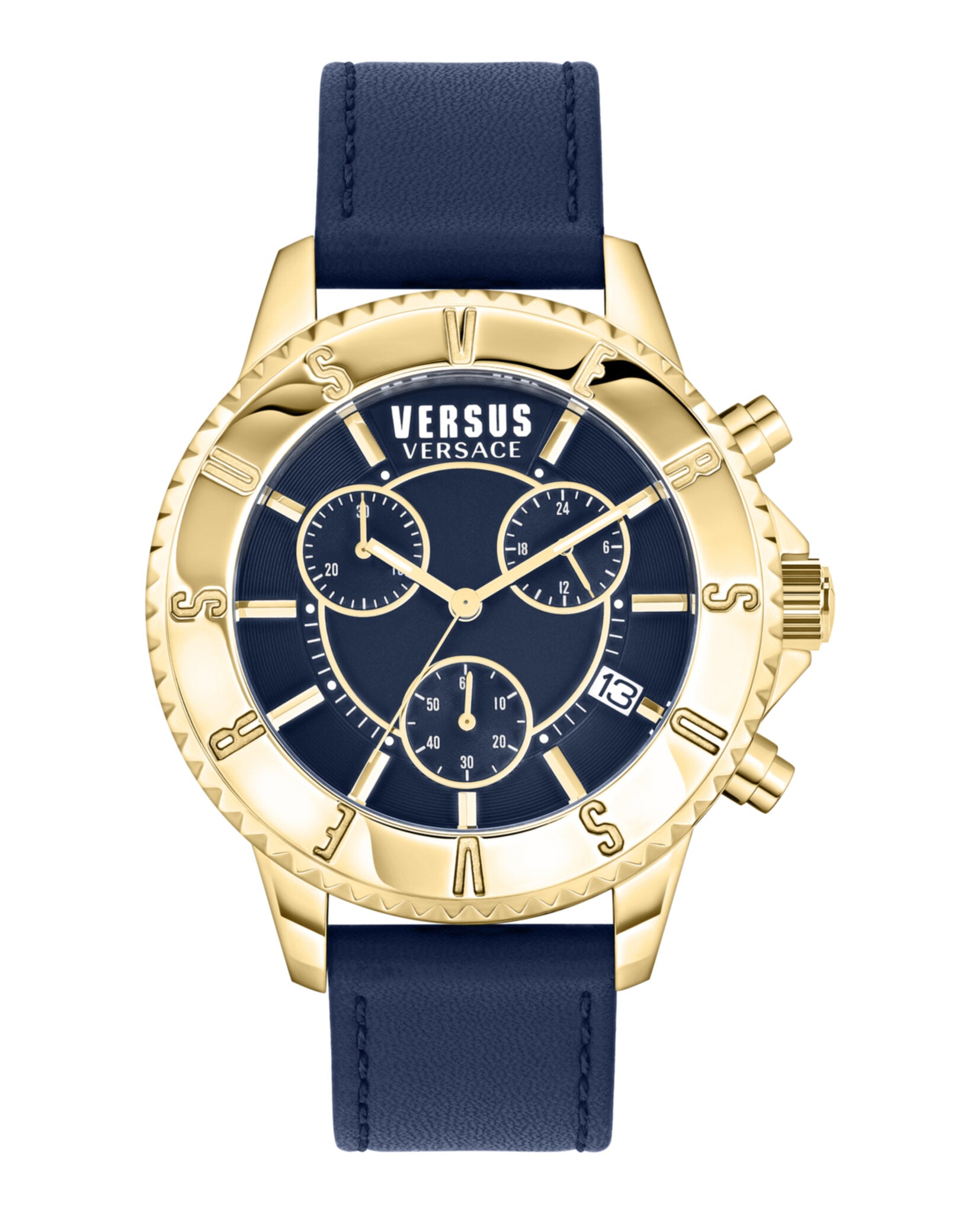 title:Tokyo Chronograph Watch;color:Gold & navy