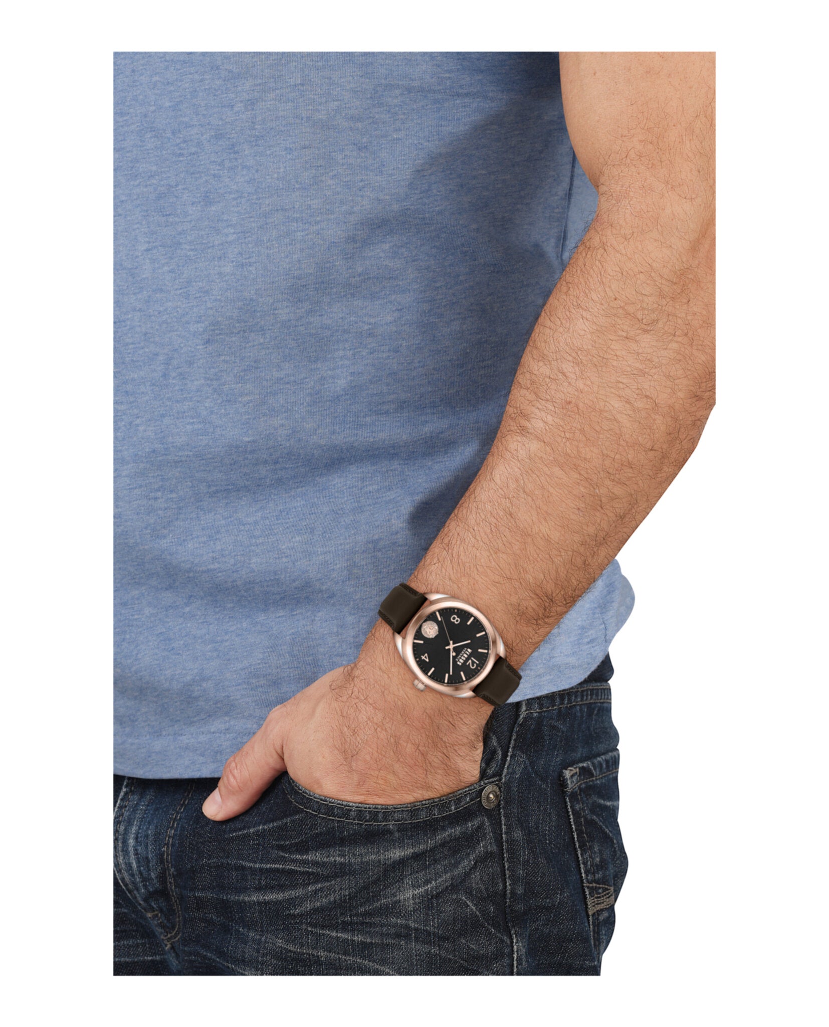 title:Lexington Leather Watch;color:Rosegold & black