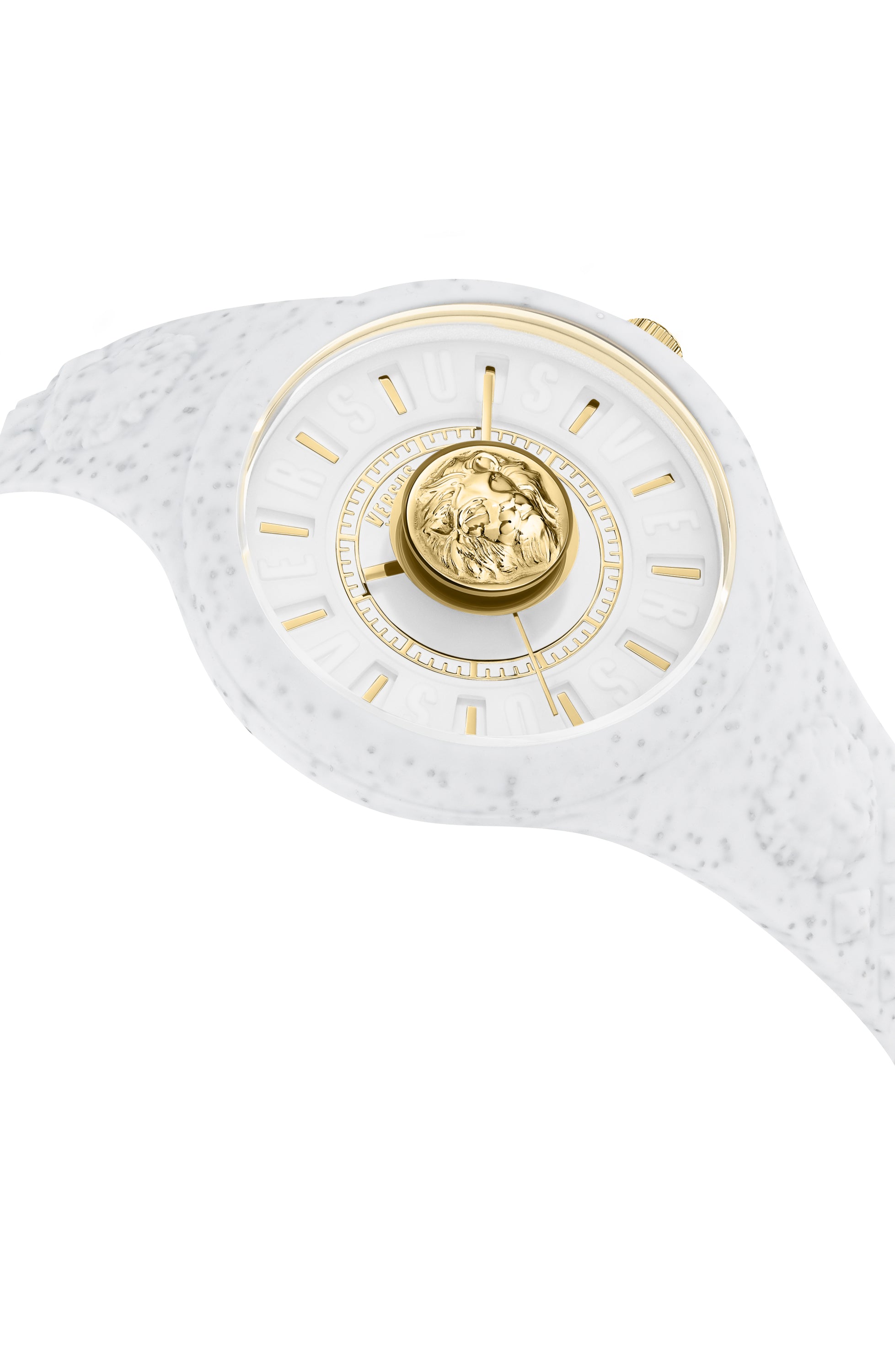 title:Fire Island Lion Silicone Watch;color:White and gold