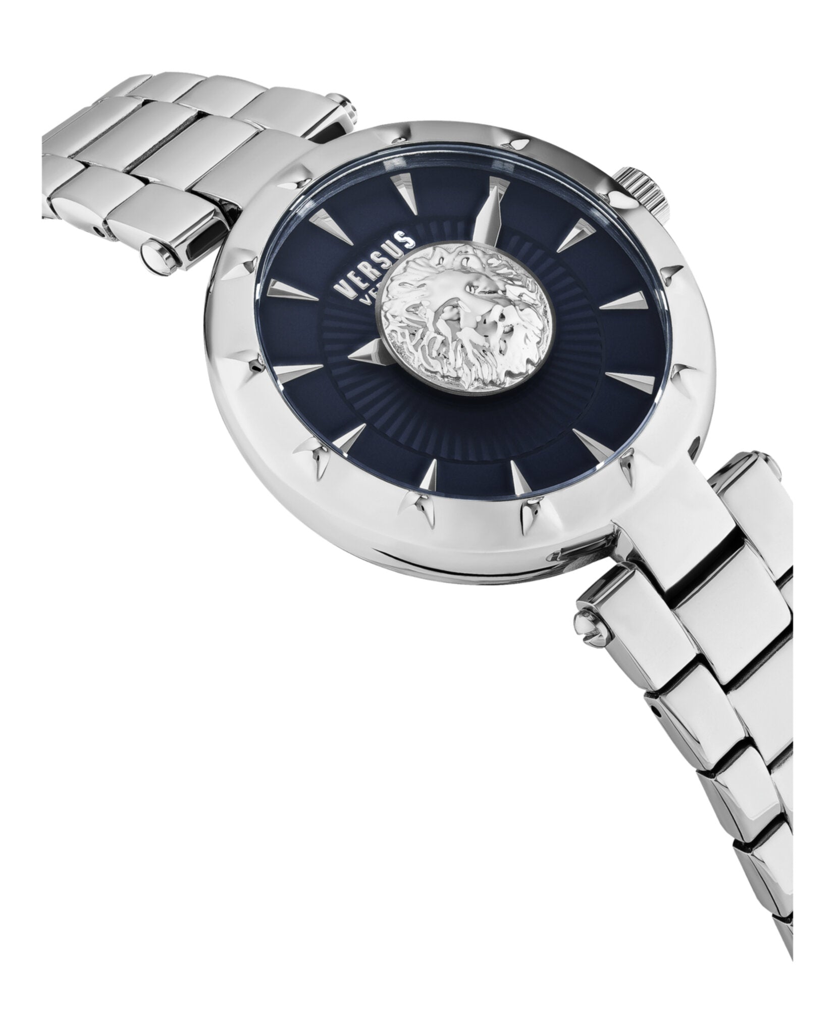 title:Sertie Bracelet Watch;color:Stainless Steel & Navy