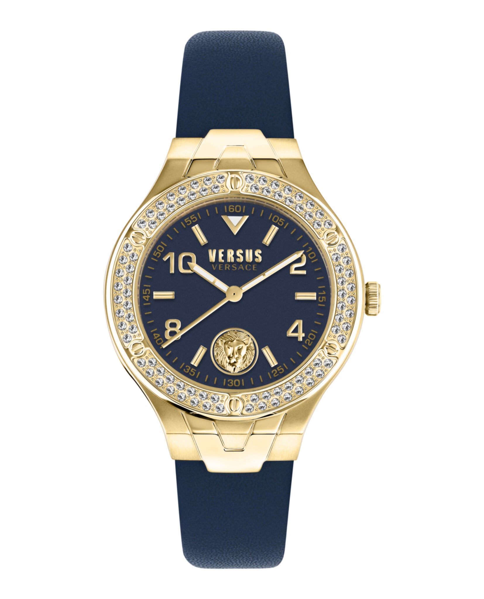 title:Vittoria Crystal Leather Watch;color:Gold