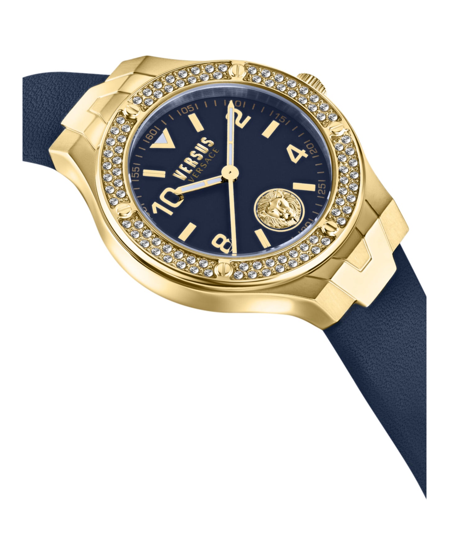 title:Vittoria Crystal Leather Watch;color:Gold