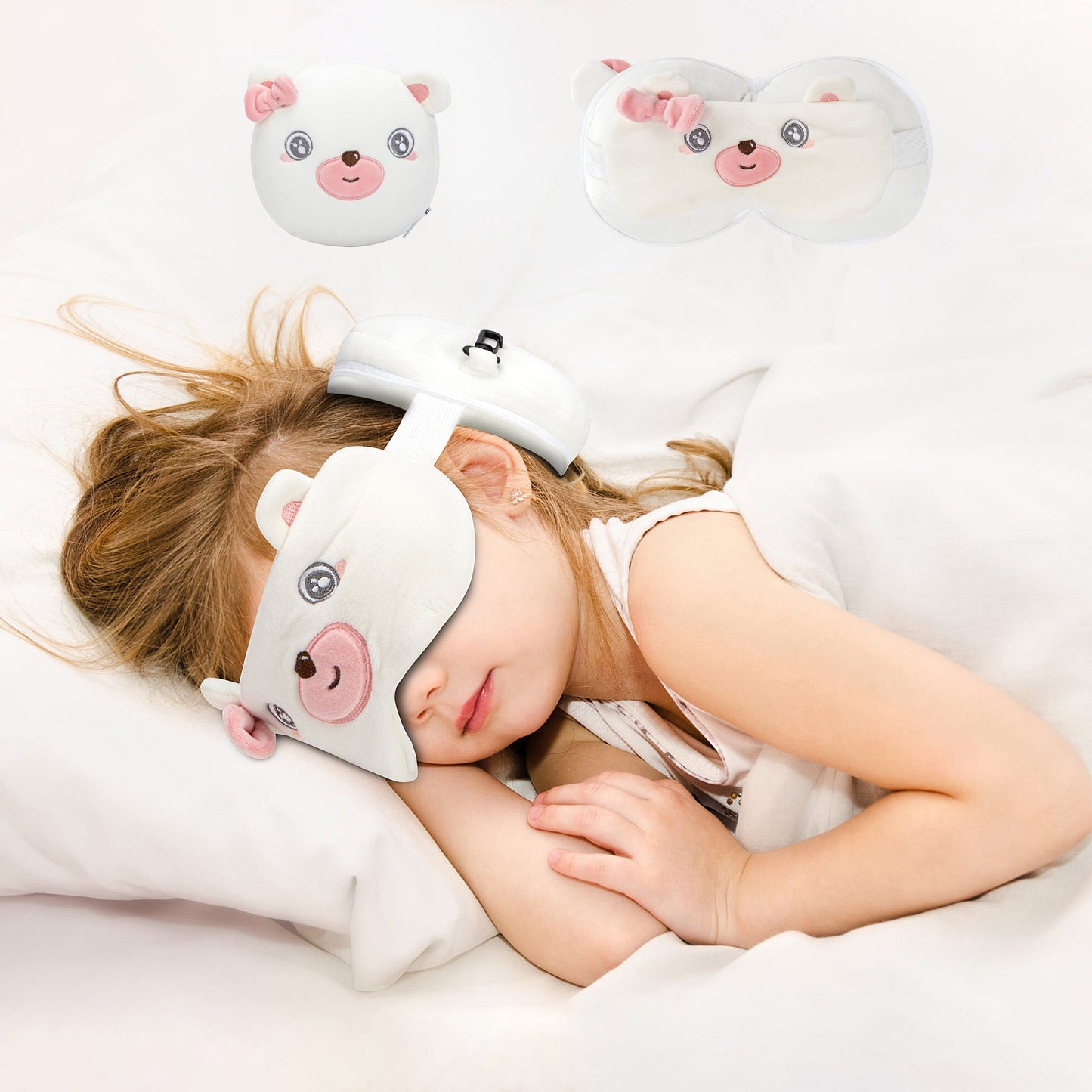 Kids 2-in-1 Travel Pillow and Eye Mask Animal Plush Soft Eye Mask Blindfold for Sleeping, Nights and Travel