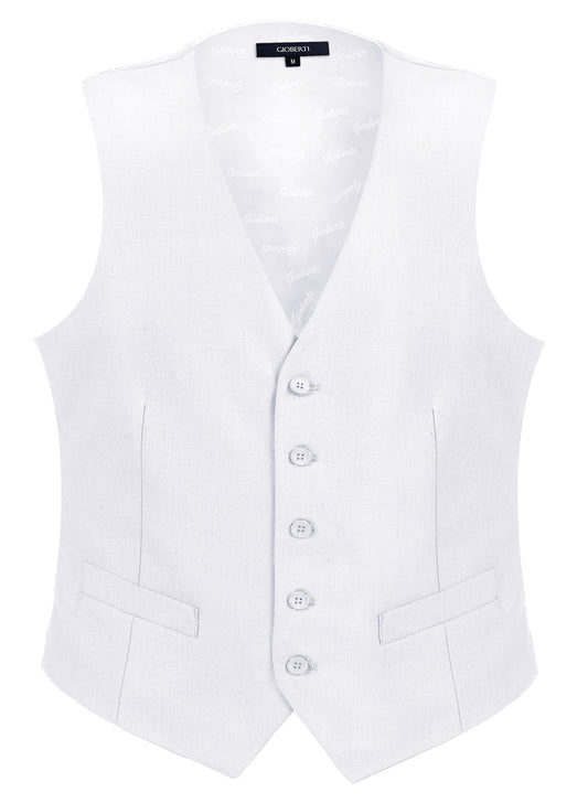 title:Gioberti Men's White Formal Suit Vest;color:White