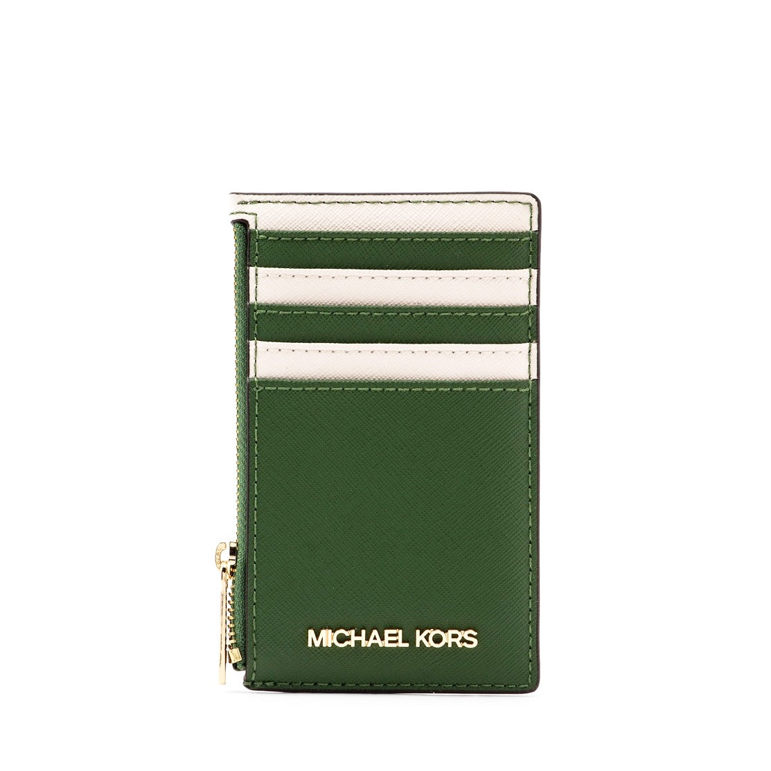 title:Michael Kors Women's Jet Set Travel Two-Tone Medium Top Zip Card Case;color:Fern Green