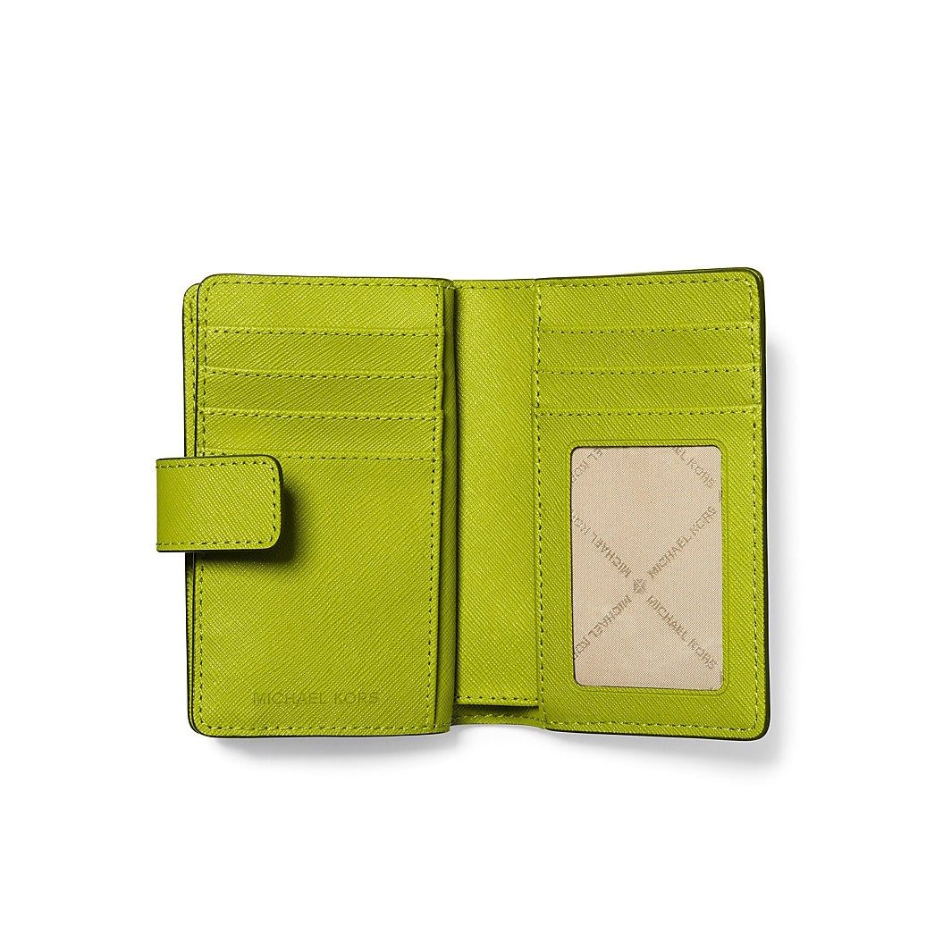 title:Michael Kors Women's Jet Set Travel Medium Bifold Saffiano Leather Wallet;color:Lime