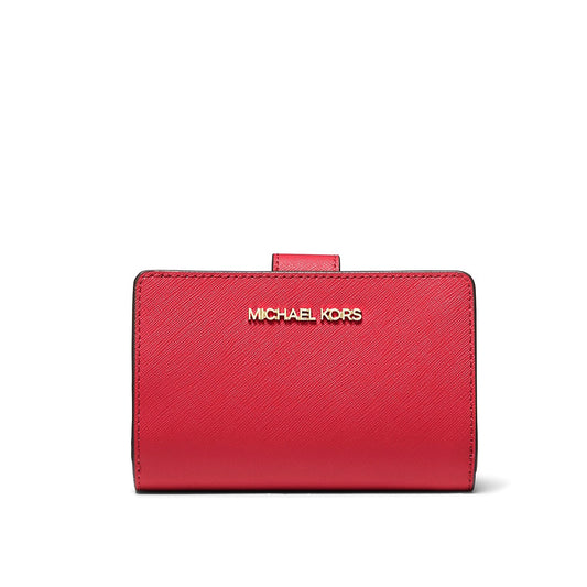 title:Michael Kors Women's Jet Set Travel Medium Bifold Saffiano Leather Wallet;color:Bright Red