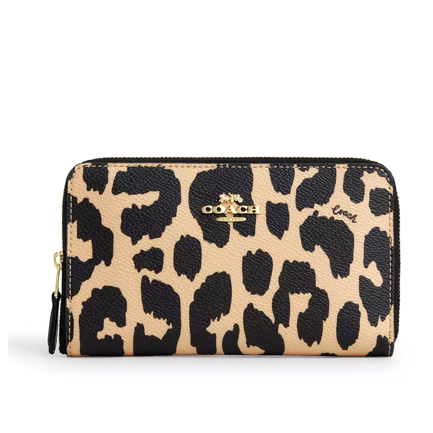 title:Coach Women's Medium Id Zip Wallet With Leopard Print;color:Leopard Multi