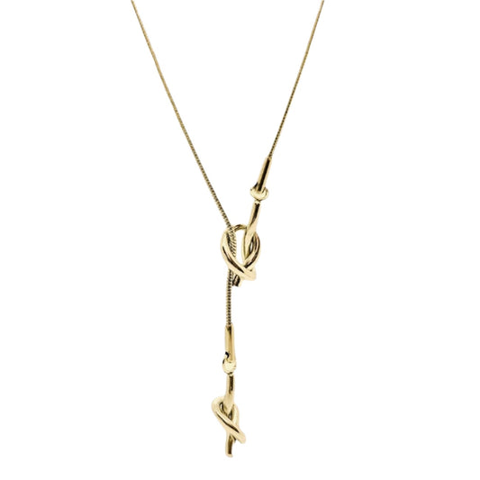 title:Lariat Love Knot Necklace;color:Gold