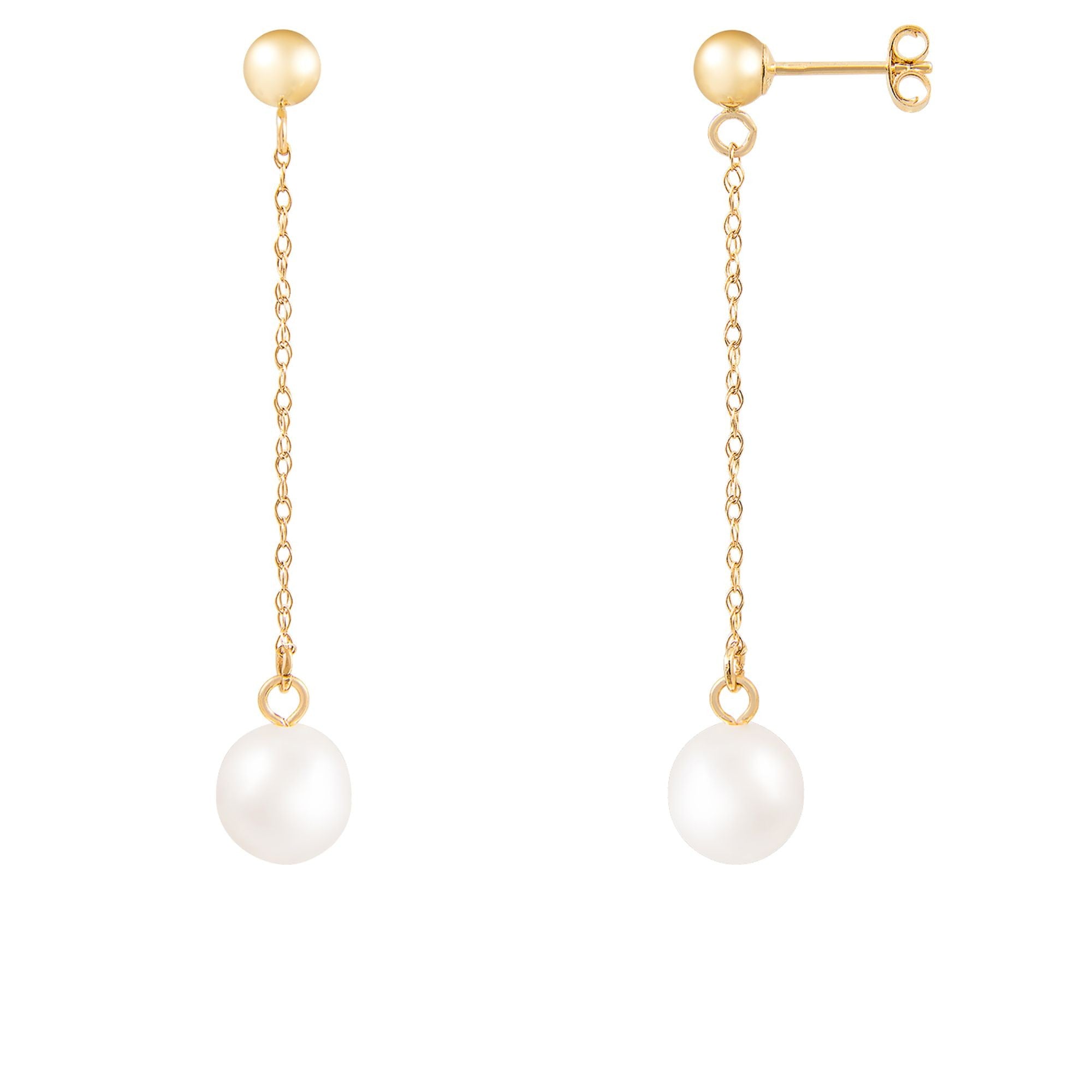 title:Splendid Pearls 14K Yellow Gold Diamond Earrings HOF-45WY;color:White