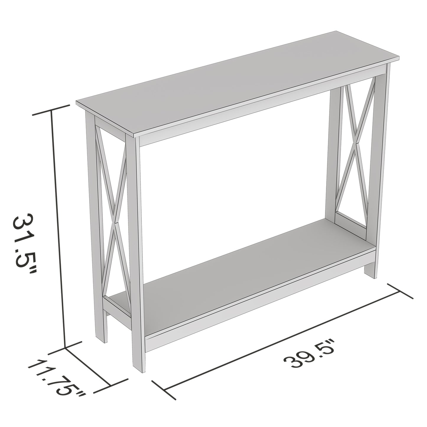 Safdie & Co. Console Table 39.5" White 1 Shelf, Entryway or Sofa Table for Living Room