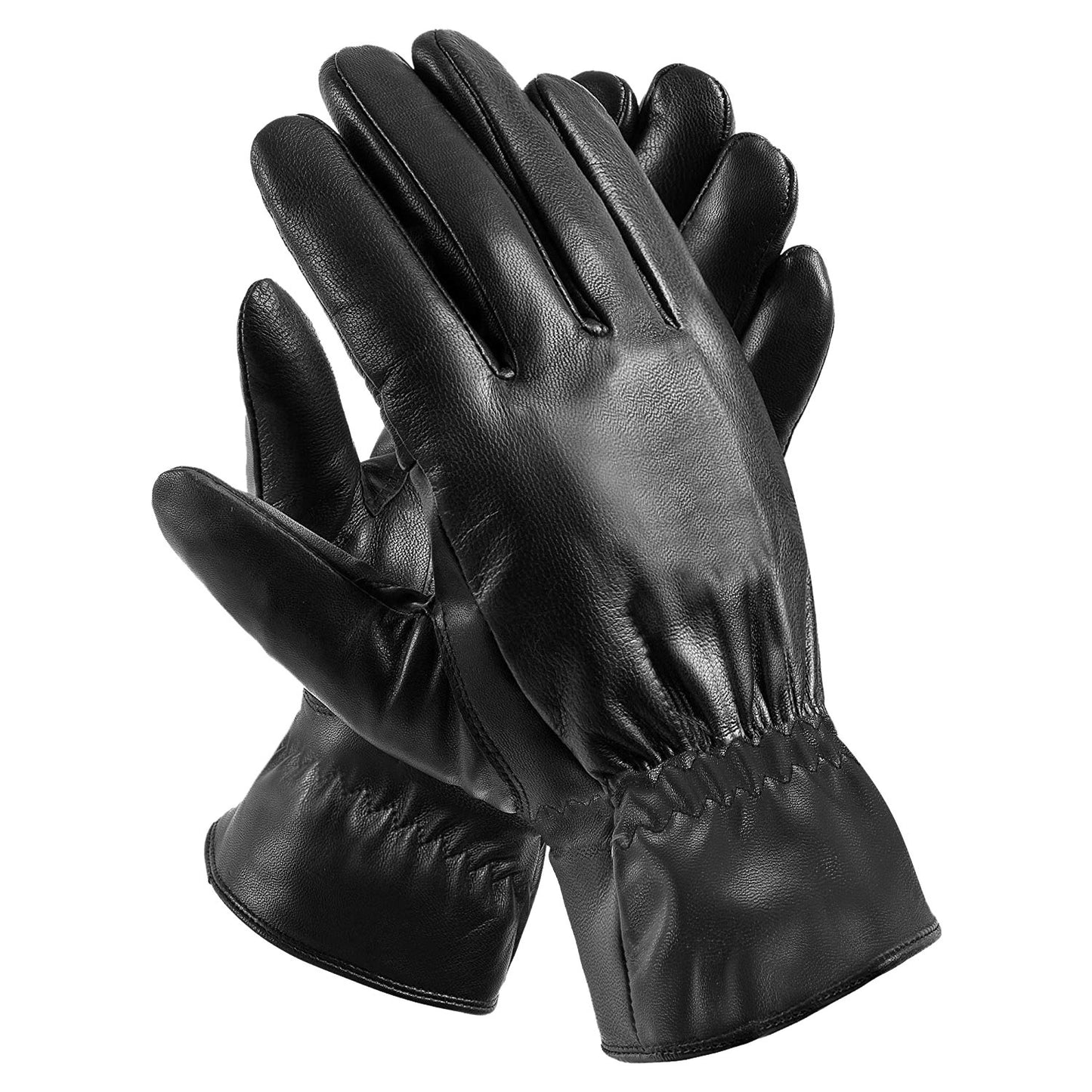 title:Unisex Leather Winter Warm Gloves Outdoor Windproof Soft Gloves Cycling Skiing Running Cold Winter Gloves;color:Black