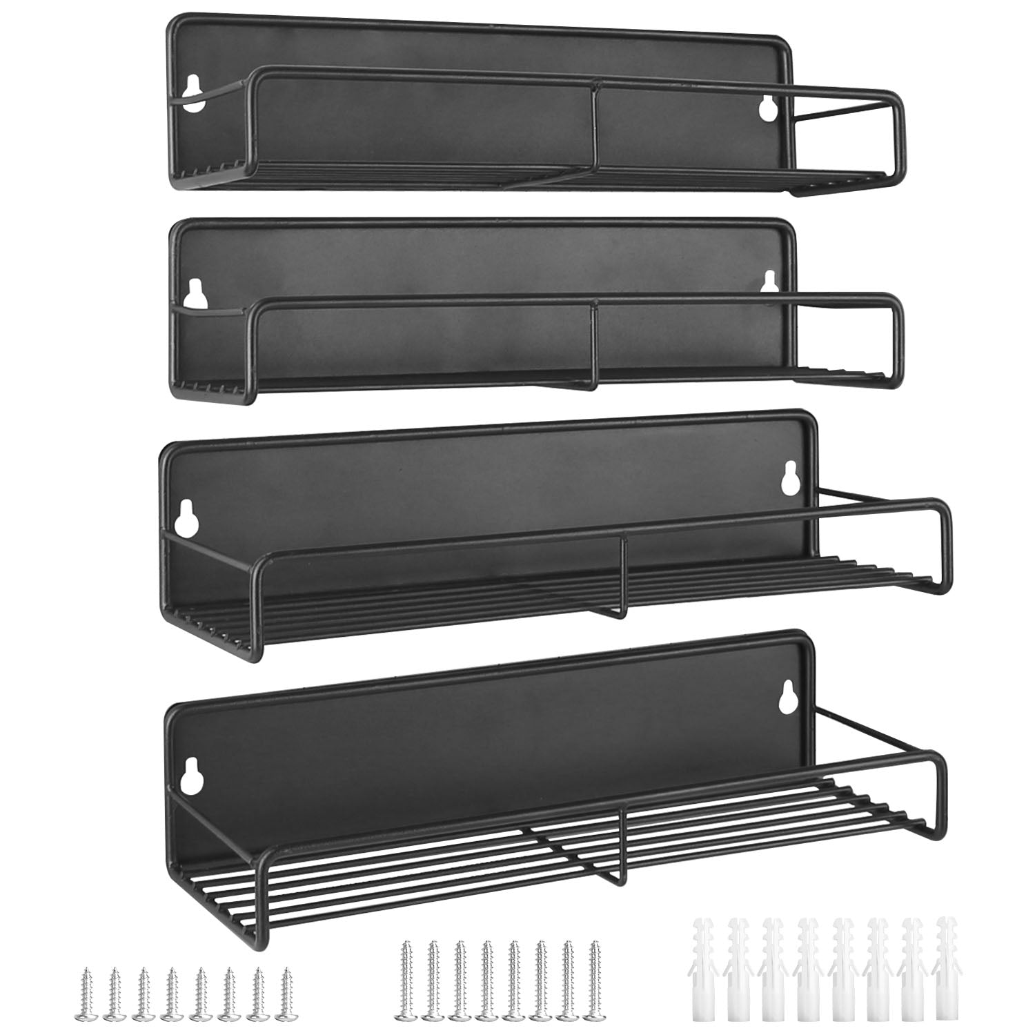 title:4Pack Strong Magnetic Spice Rack Organizer Fridge Storage Shelf for Jars Seasoning Tins Utensils Space Saver Holder for Refrigerator Microwave;color:Black