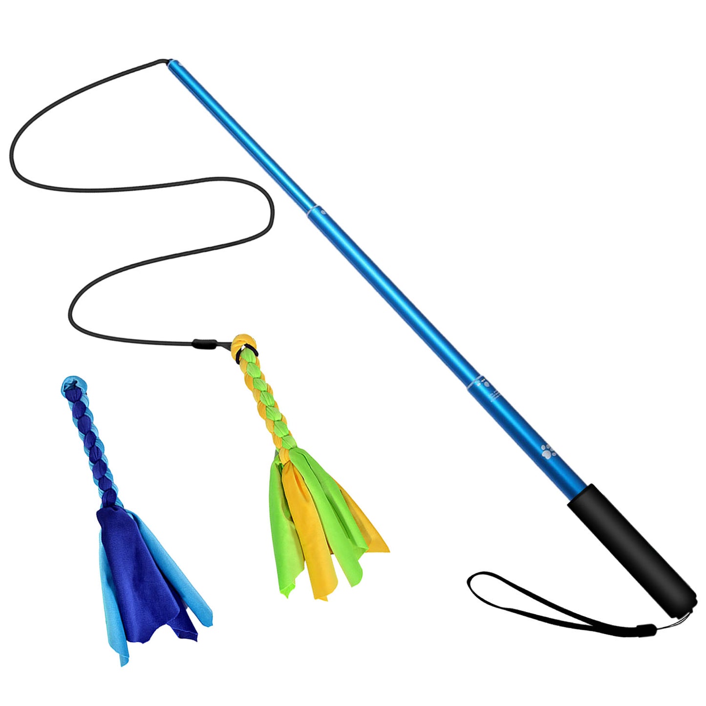 title:Fresh Fab Finds Extendable Dog Flirt Pole with Lure 10.23-26.77in Teaser Wand with 2 Replaceable Interactive Tail Toys For Small Medium Large Dogs Training Exercise T;color:Blue