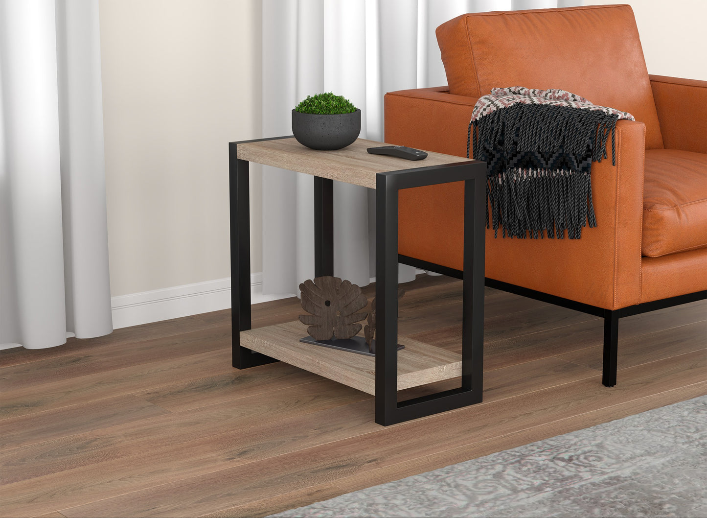 Safdie & Co. End Side Table 23" Dark Taupe 1 Shelf