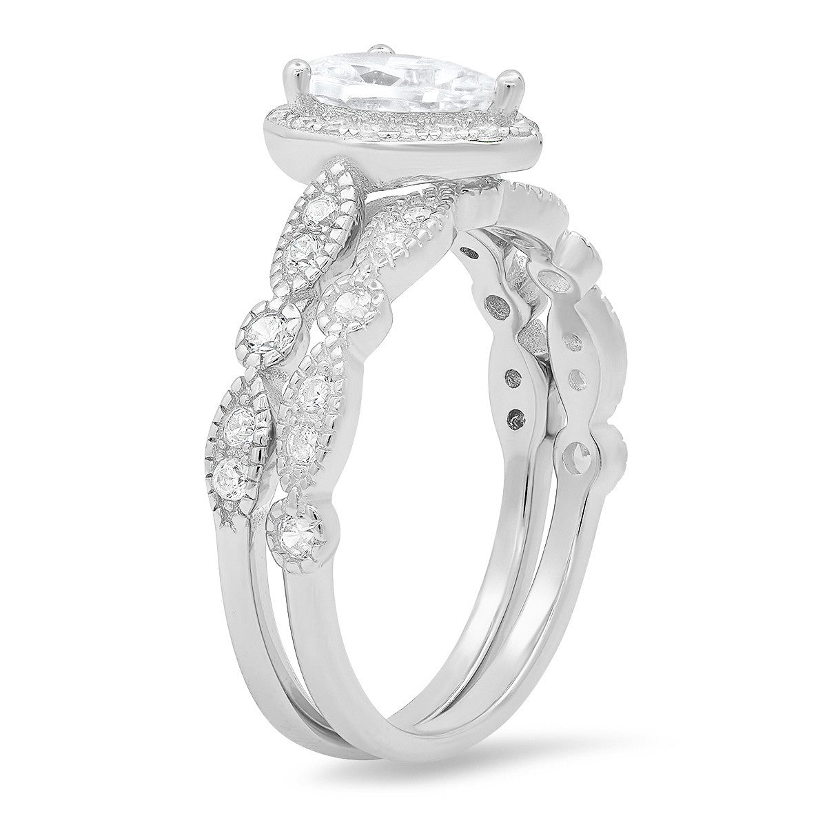 Sterling Silver 2pc CZ Stackable Ring Set