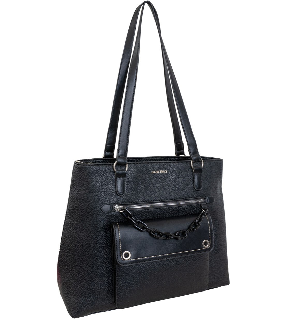 Ellen Tracy Workbook Tote with Decorative Resin Chain