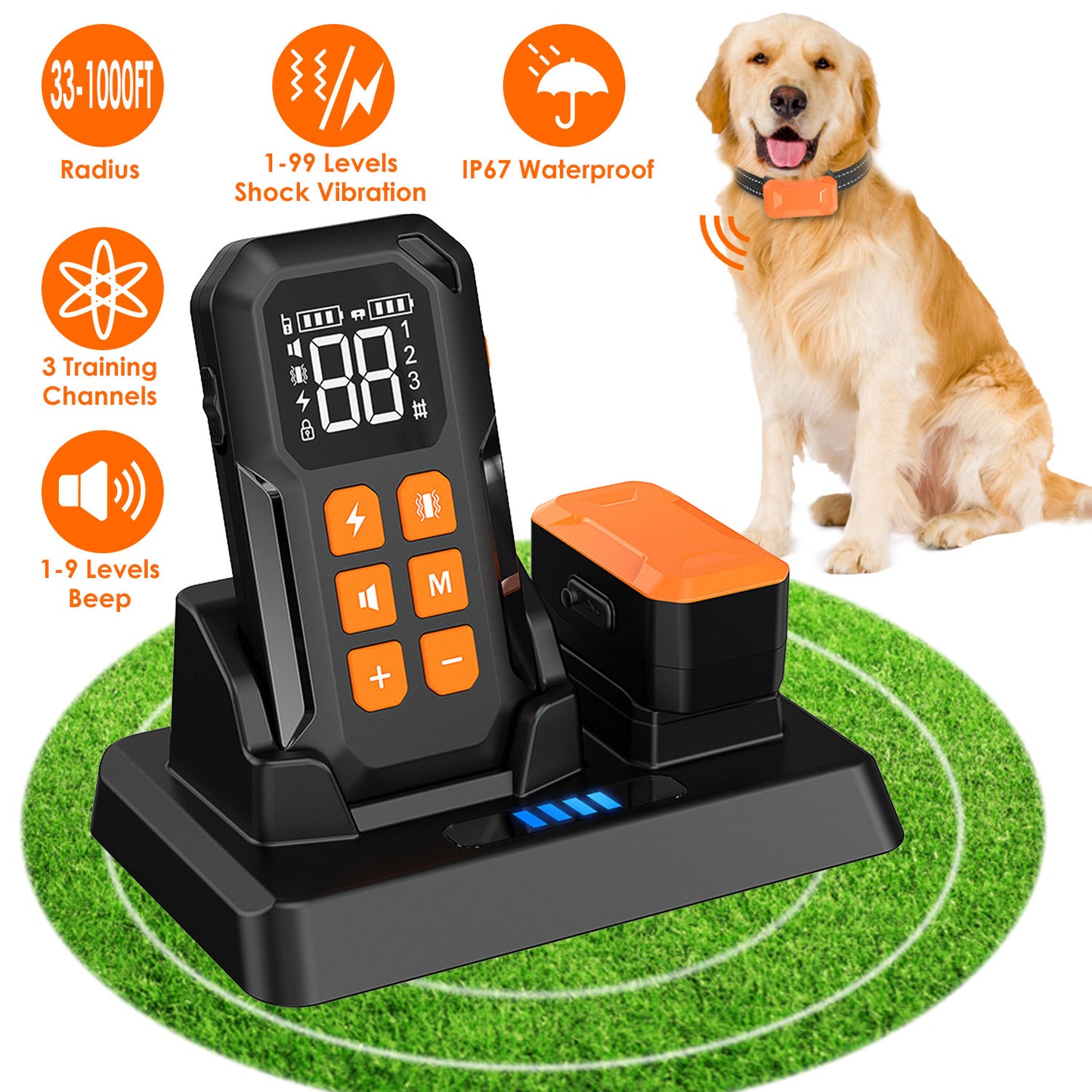 title:Fresh Fab Finds 2 In 1 Wireless Electric Dog Fence With Training Collar IP67 Waterproof Pet Beep Vibration Shock Boundary Containment System for Small Medium Large Do;color:not applicable