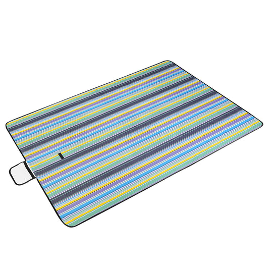 title:60" x 78" Waterproof Picnic Blanket Handy Mat with Strap Foldable Camping Rug for Camping Hiking Grass Travelling;color:Blue