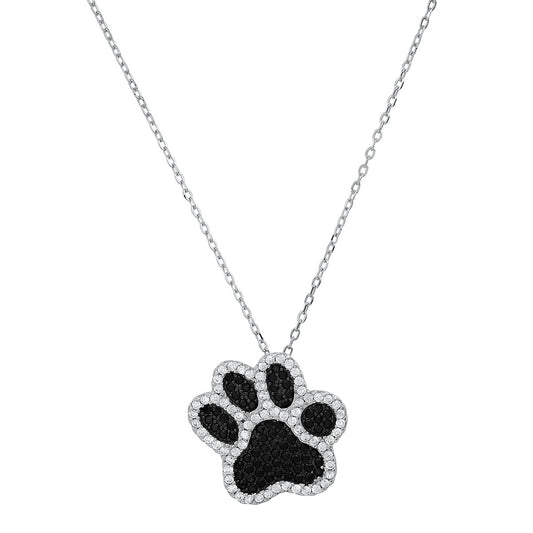 title:Sterling Silver CZ Doggy Paw Pendant;color:not applicable