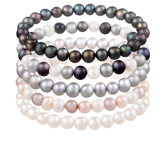 title:Splendid Pearls Set Of 5 Elastic Bracelets;color:Multicolor