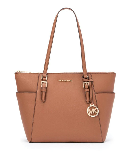 Michael Kors Charlotte Large Saffiano Leather Top-Zip Tote Bag