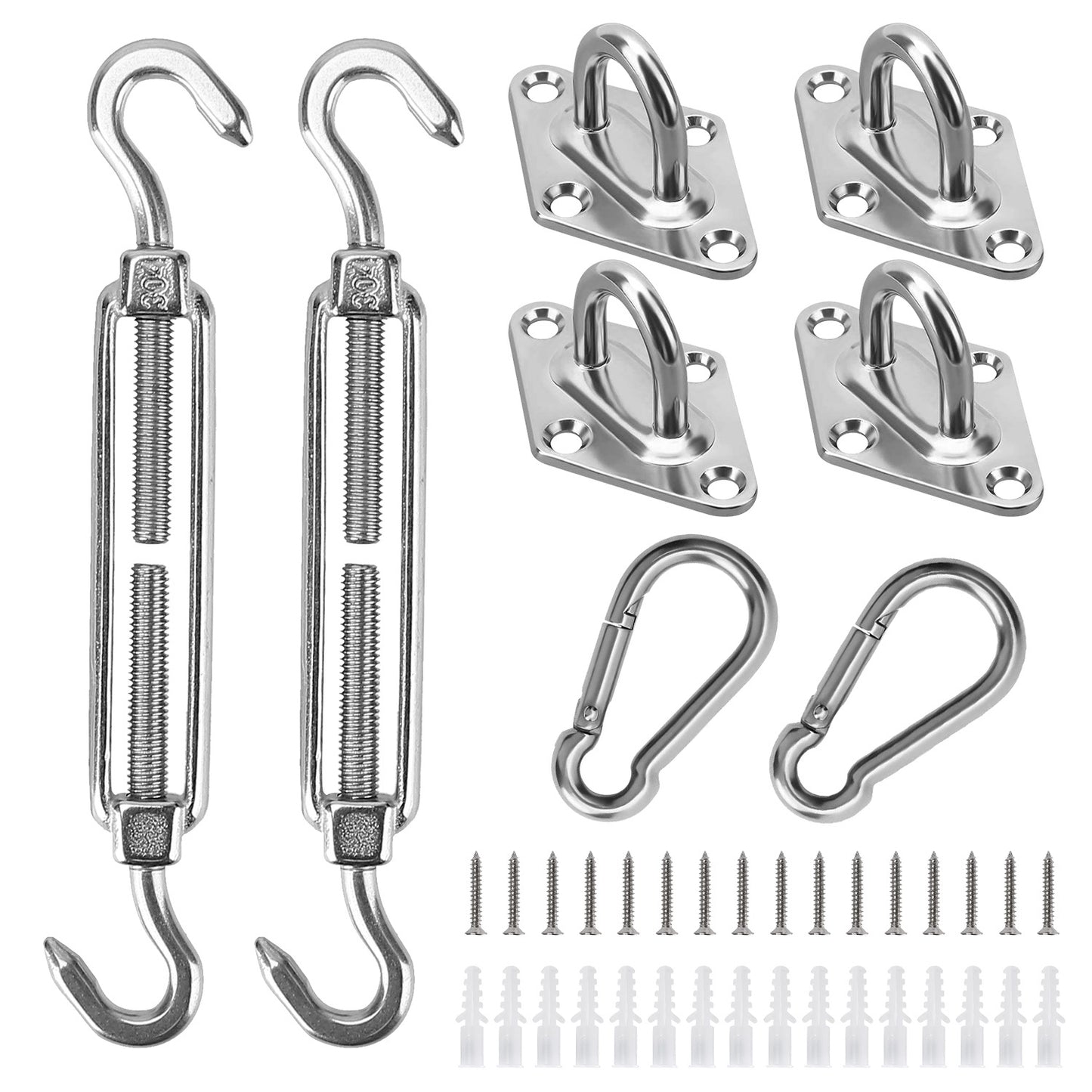 title:Sun Shade Sail Hardware Kit Stainless Steel Canopy Installation Kit Fixing Accessory for Rectangular Square Shade Sail Installation;color:Silver