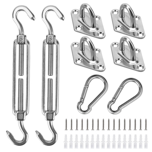 title:Sun Shade Sail Hardware Kit Stainless Steel Canopy Installation Kit Fixing Accessory for Rectangular Square Shade Sail Installation;color:Silver