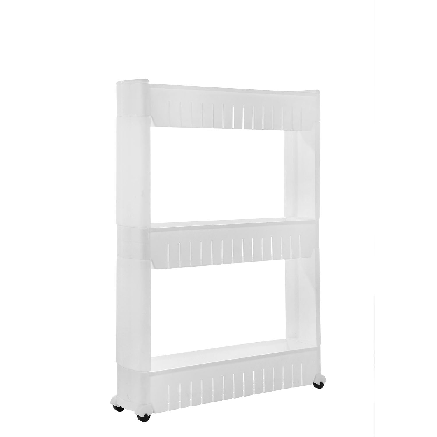 title:3 Tiers Slim Storage Cart Mobile Rolling Shelf Unit Narrow Space Shelf for Kitchen Bathroom Pantry Laundry Garage Office;color:White