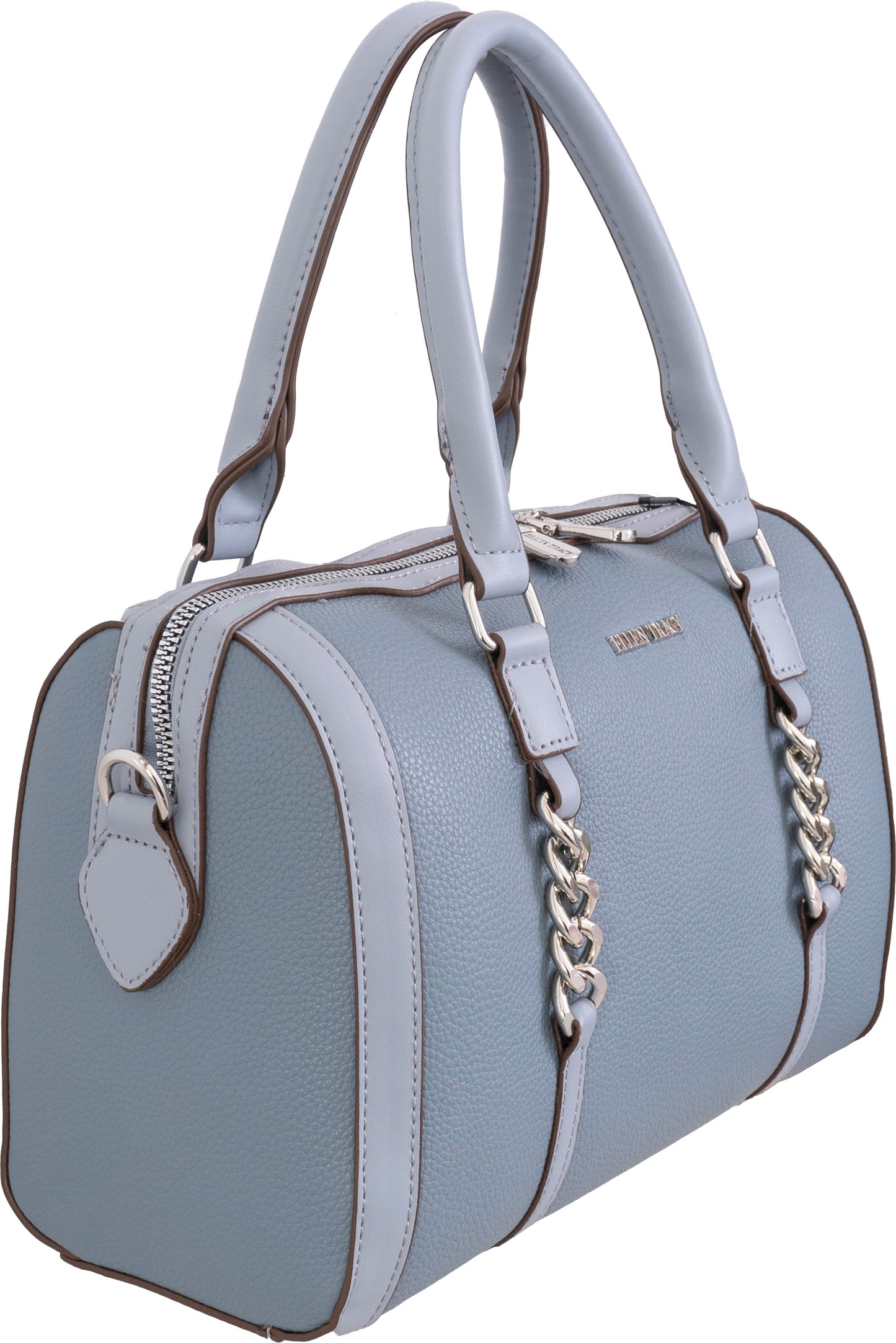 Ellen Tracy Barrel Satchel with Front Chunky Chain Detail