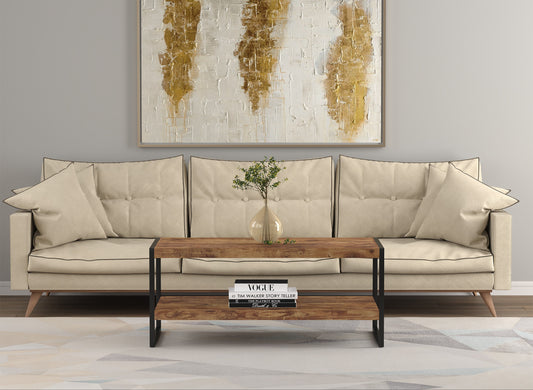 Safdie & Co. Coffee Table 47.25" Brown Reclaimed Wood Black Metal, Central Table for Living Room