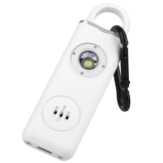 title:Rechargeable Personal Safety Alarm Portable 130dB Self-defense Siren with Strobe Light LED Light Carabiner Emergency Escape Tool for Women Kids Elderl;color:White