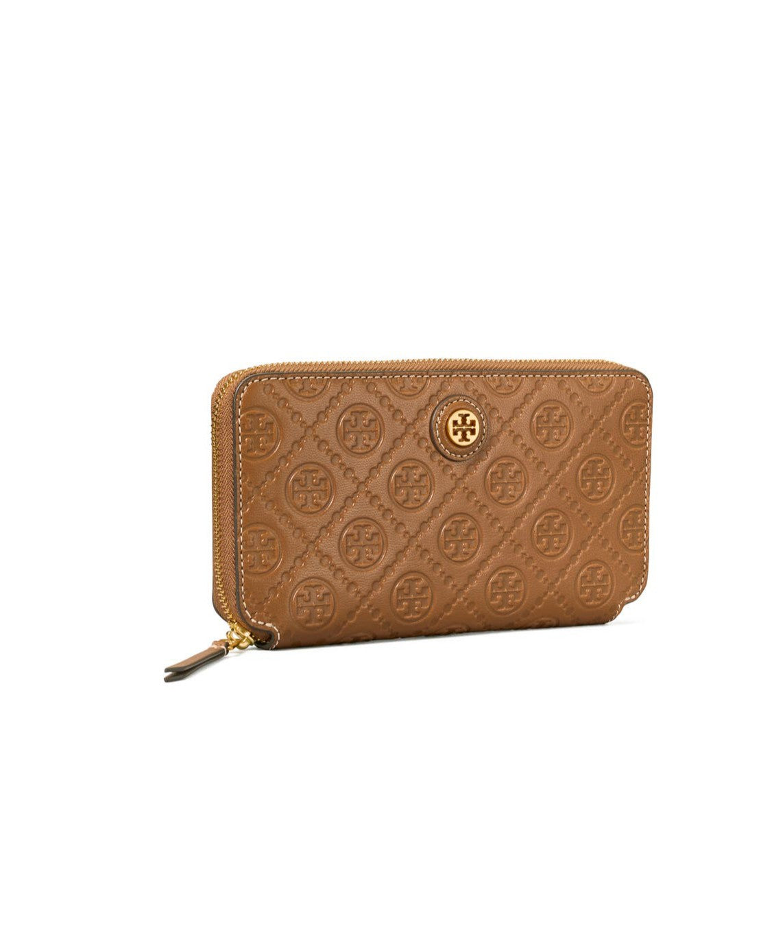 Tory Burch Moose T Monogram Leather Zip Continental Wallet