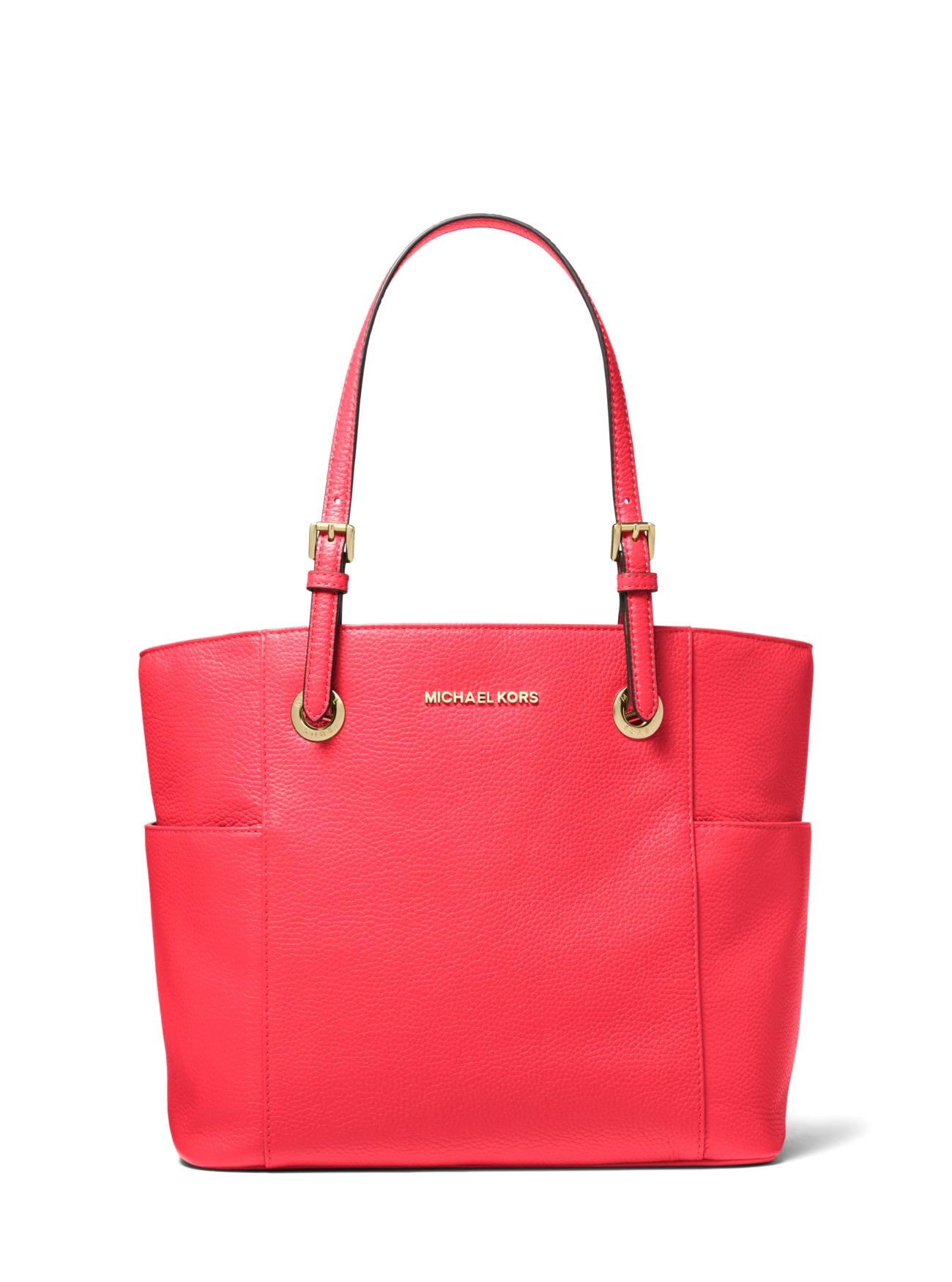 title:Michael Kors Women's Coral Reef Jet Set Medium Pebbled Leather Tote Bag;color:Coral Reef