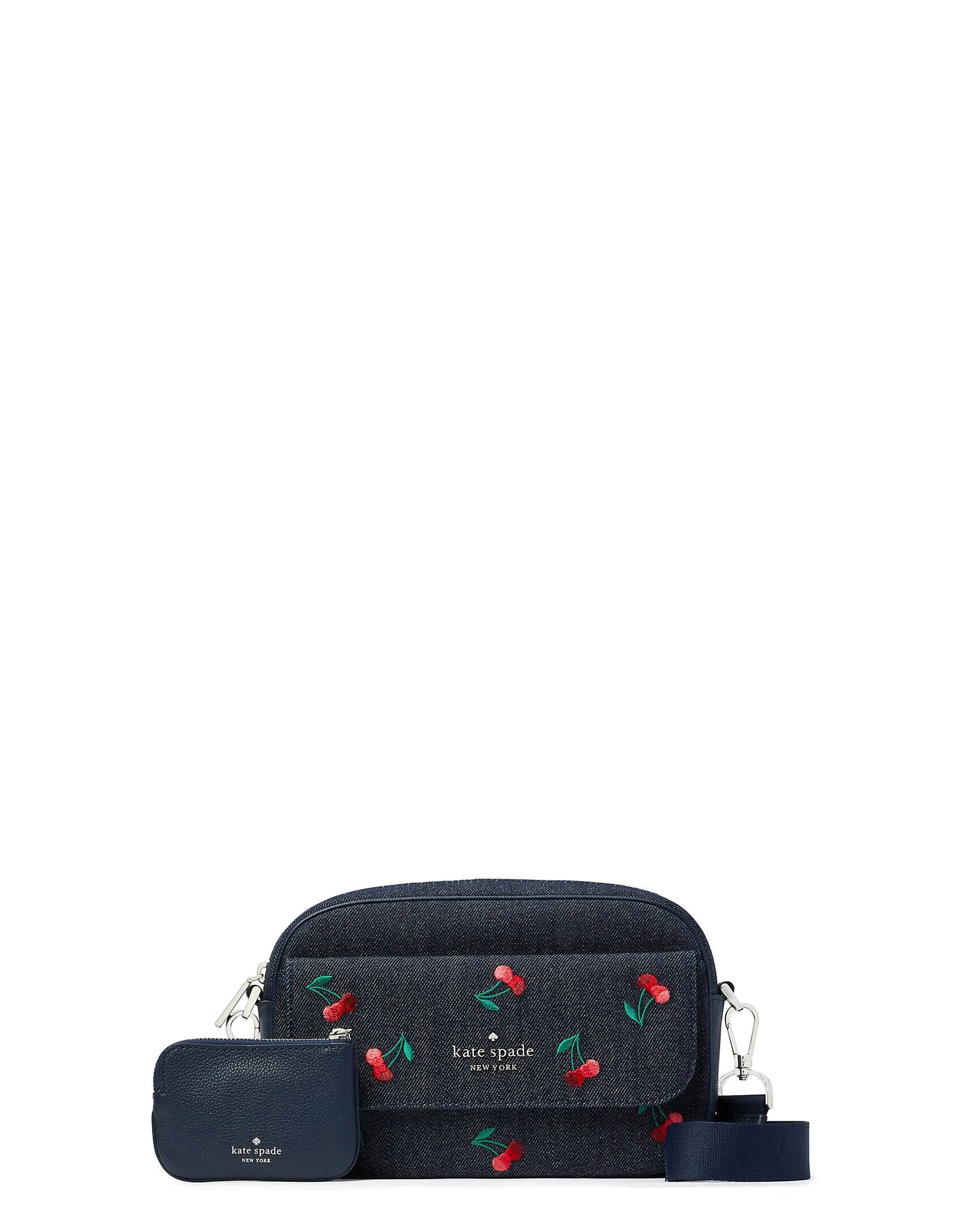 Kate Spade Cherry Embroidered Denim Rosie Camera Crossbody