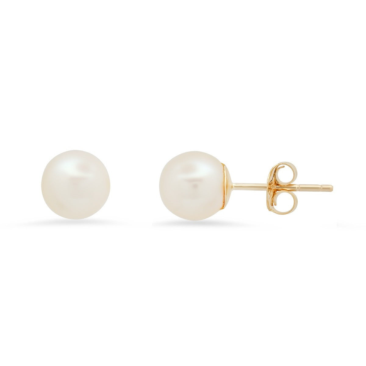 title:10k Yellow Gold Genuine Freshwater Pearl Pearl Stud Earrings;color:not applicable